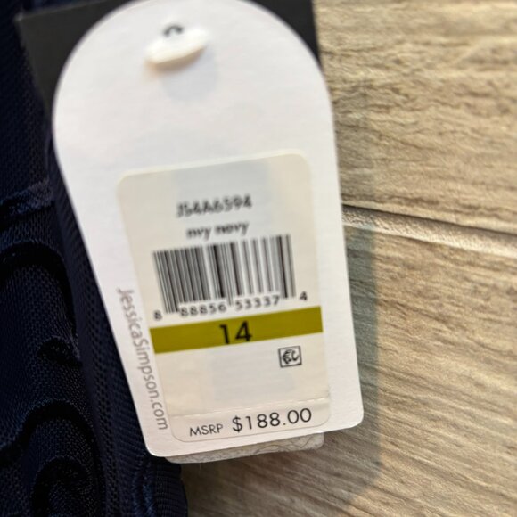 👗NWT Jessica Simpson Navy Floral Embroidery Shift Ruffle Dress Size 14 - Picture 12 of 14